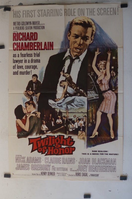 TWILIGHT OF HONOR (1963) ORIGINAL MOVIE POSTER NICK ADAMS, CLAUDE RAINS