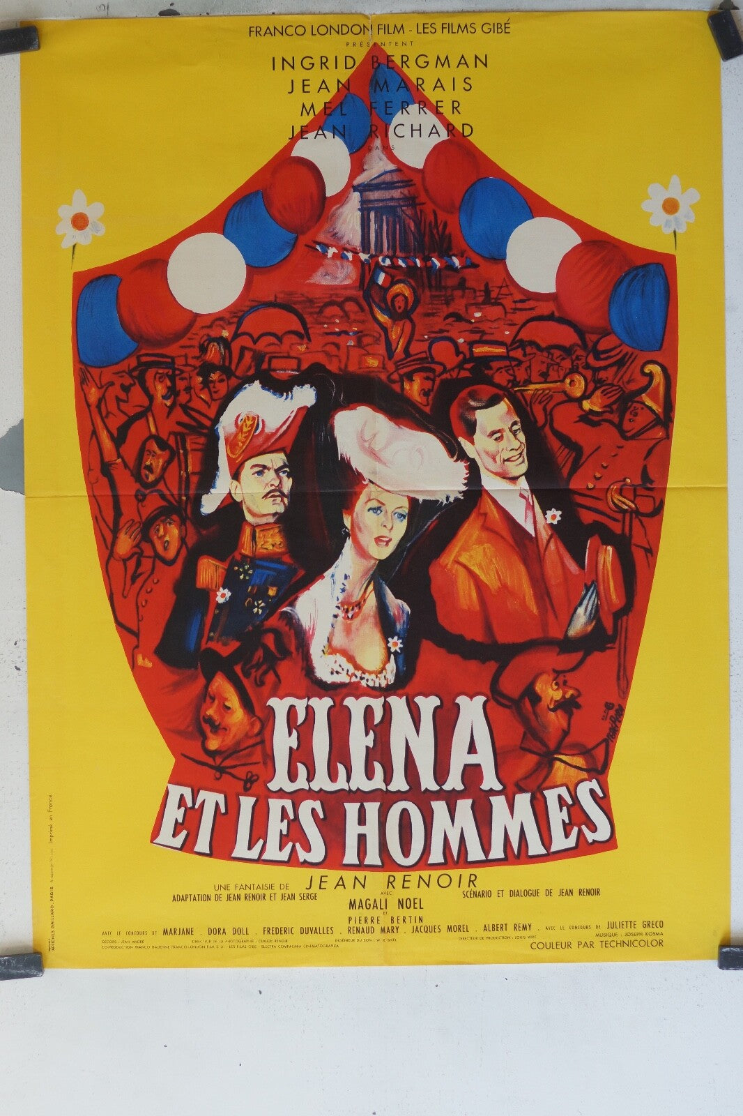 ELENA ET LES HOMMES MOVIE POSTER ORIGINAL (60X80) Ingrid Bergman , Jean Marais 