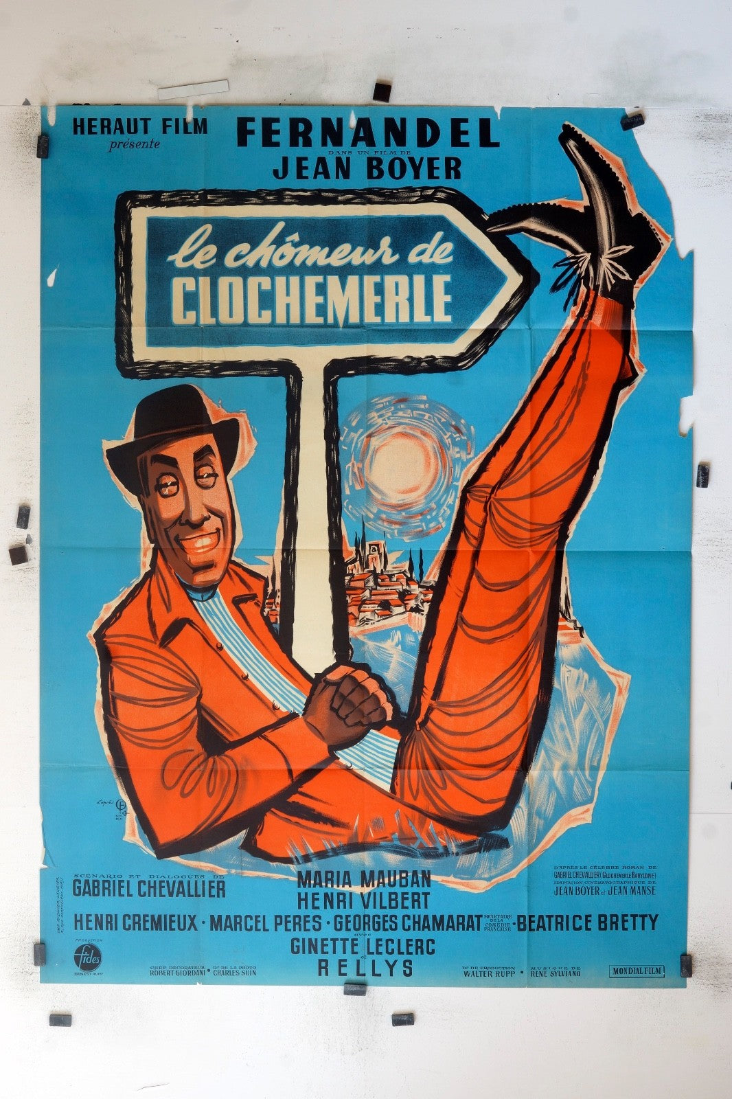 LE CHOMEUR DE CLOCHEMERLE  FERNANDEL MOVIE POSTER ORIGINAL (120x160)