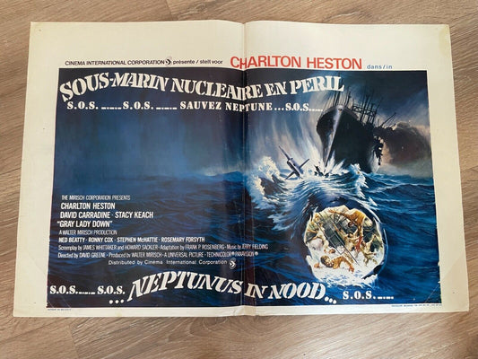 SOUS MARIN NUCLÉAIRE EN PÉRIL MOVIE POSTER ORIGINAL (55X37) CHARLTON HESTON