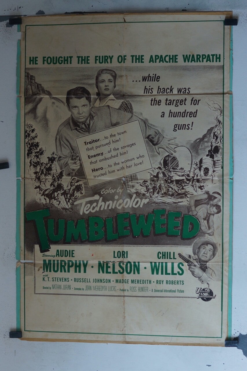 TUMBLEWEED (1953) ORIGINAL MOVIE POSTER 70x100 AUDIE MURPHY, LORI NELSON, CHILL