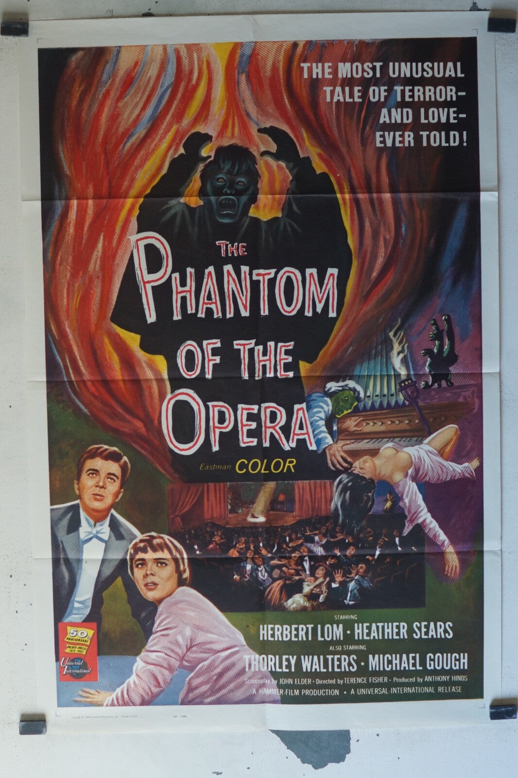 THE PHANTOM OF THE OPERA MOVIE POSTER ORIGINAL 68x100 Herbert Lom , Heather Sea