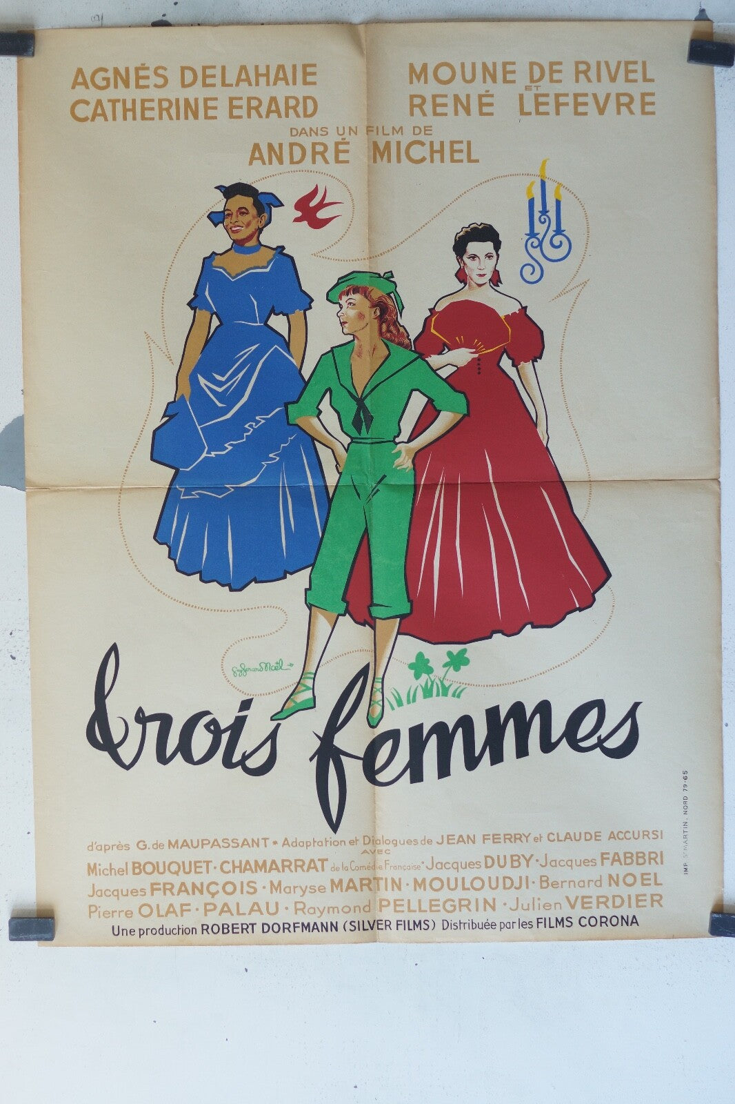 TROIS FEMMES MOVIE POSTER ORIGINAL (60X80) Agnes Delahaie , Catherine Erard ,
