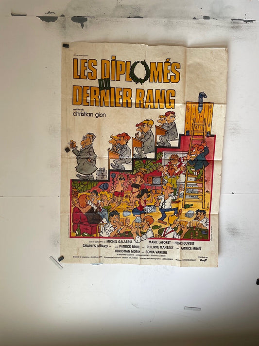 LES DIPLOMES DU DERNIER RANG POSTER ORIGINAL 120x160 MICHEL GALABRU – PATRICK