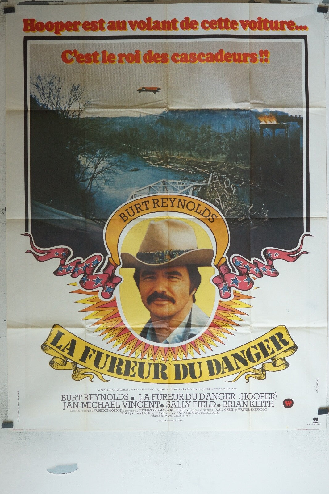 LA FUREUR DU DANGER POSTER ORIGINAL 120x160 BURT REYNOLDS