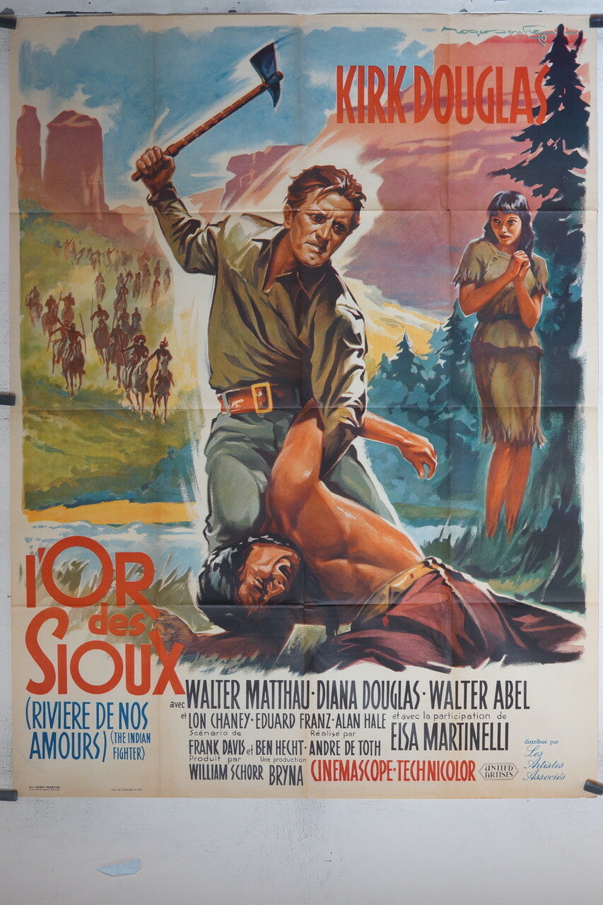 L'OR DES SIOUX MOVIE POSTER ORIGINAL 120x160, The Indian Fighter (Kirk Douglas )