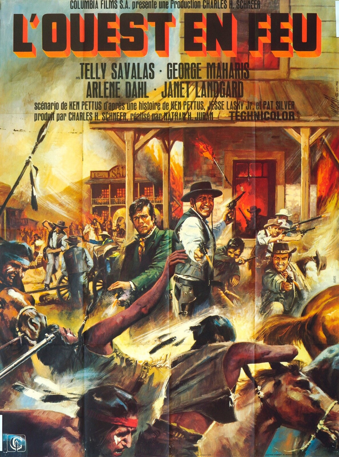 L’OUEST EN FEU MOVIE POSTER ORIGINAL 120x160 TELLY SAVALAS