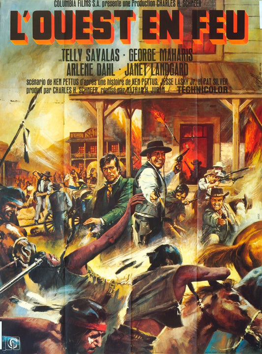 L’OUEST EN FEU MOVIE POSTER ORIGINAL 120x160 TELLY SAVALAS