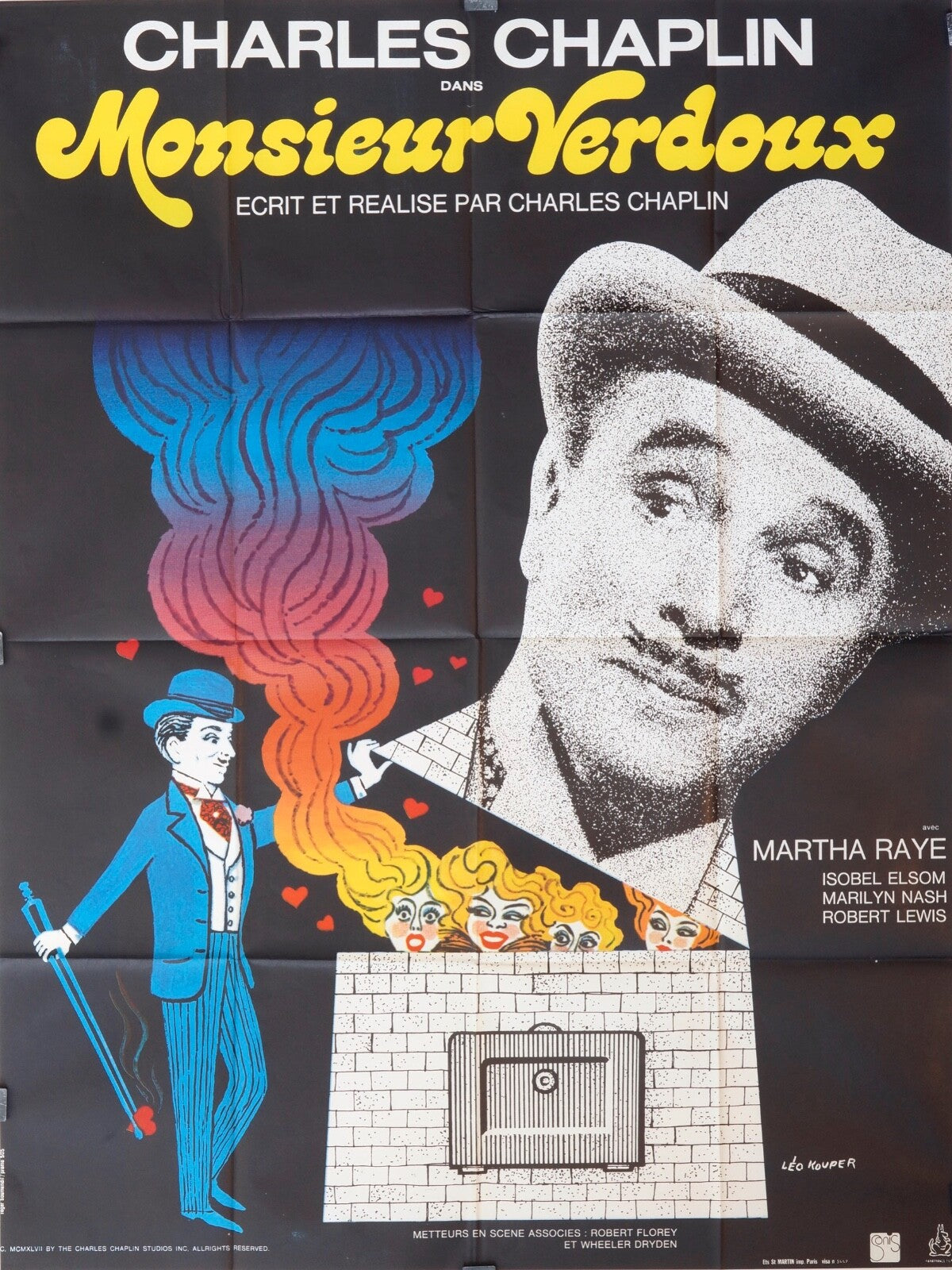 MONSIEUR VERDOUX CHARLES CHAPLIN MOVIE POSTER ORIGINAL 120x160