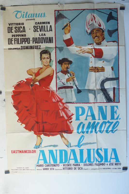 PANE AMORE E ANDALUSIA ORIGINAL MOVIE POSTER 100x140 Vittorio De Sica 