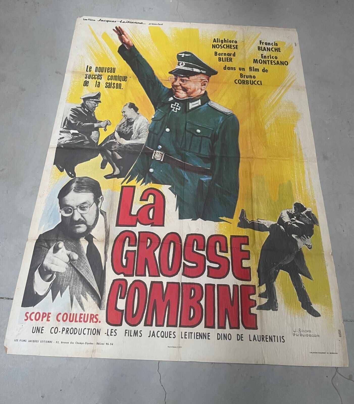 LA GROSSE COMBINE, ALIGHIERO NOSCHESE MOVIE POSTER ORIGINAL  SUR KRAFT (120X160)