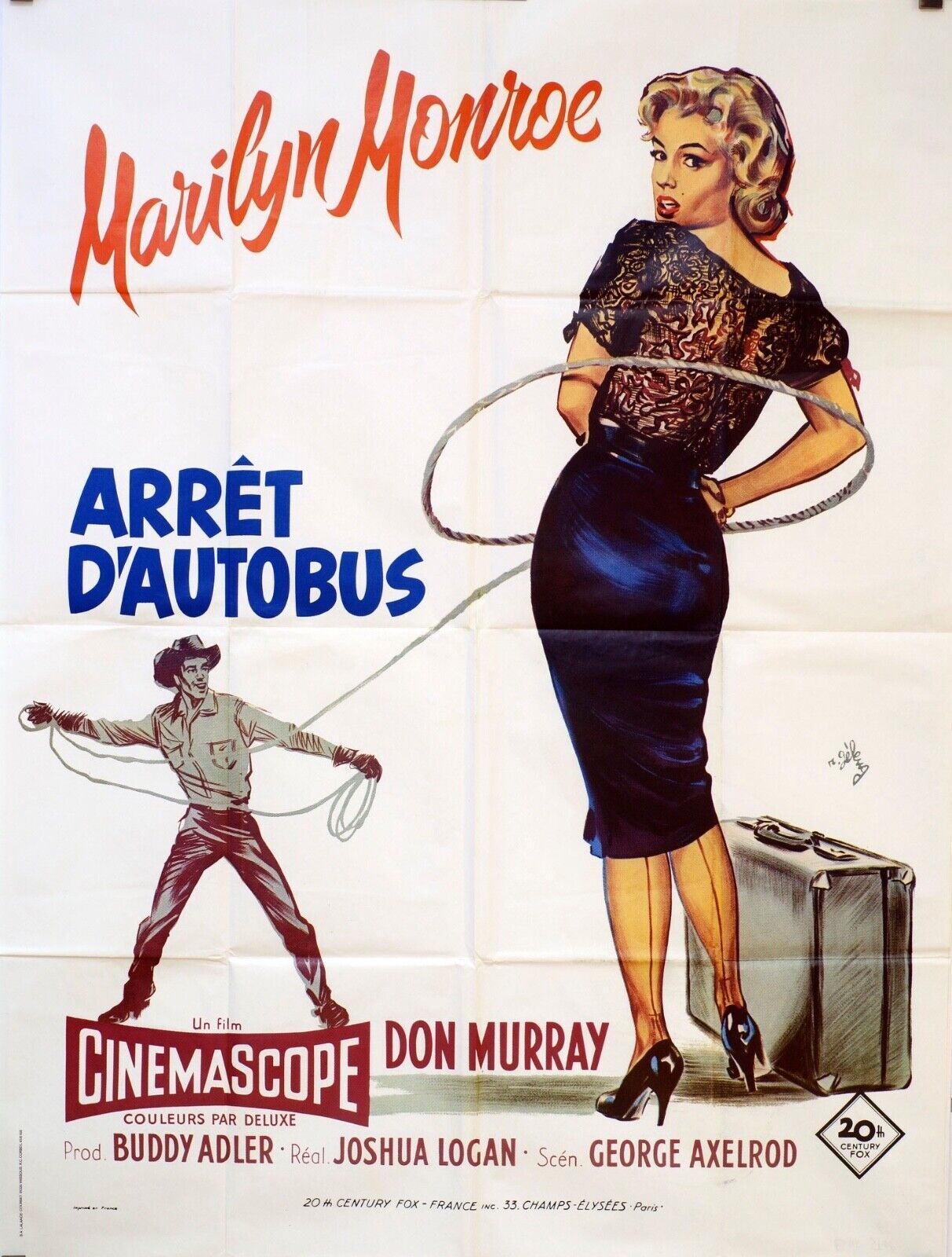 ARRÊT D’AUTOBUS Original Movie Poster 120X160 MARYLIN MONROE