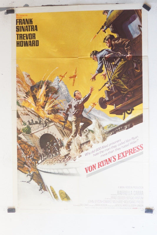 VON RYAN’S EXPRESS MOVIE POSTER ORIGINAL 69x103, Frank Sinatra, Trevor Howard 