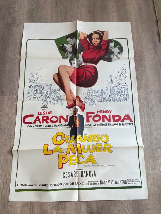 CUANDO LA MUJER PECA MOVIE POSTER ORIGINAL VINTAGE  (70X100) LESLIE CARON