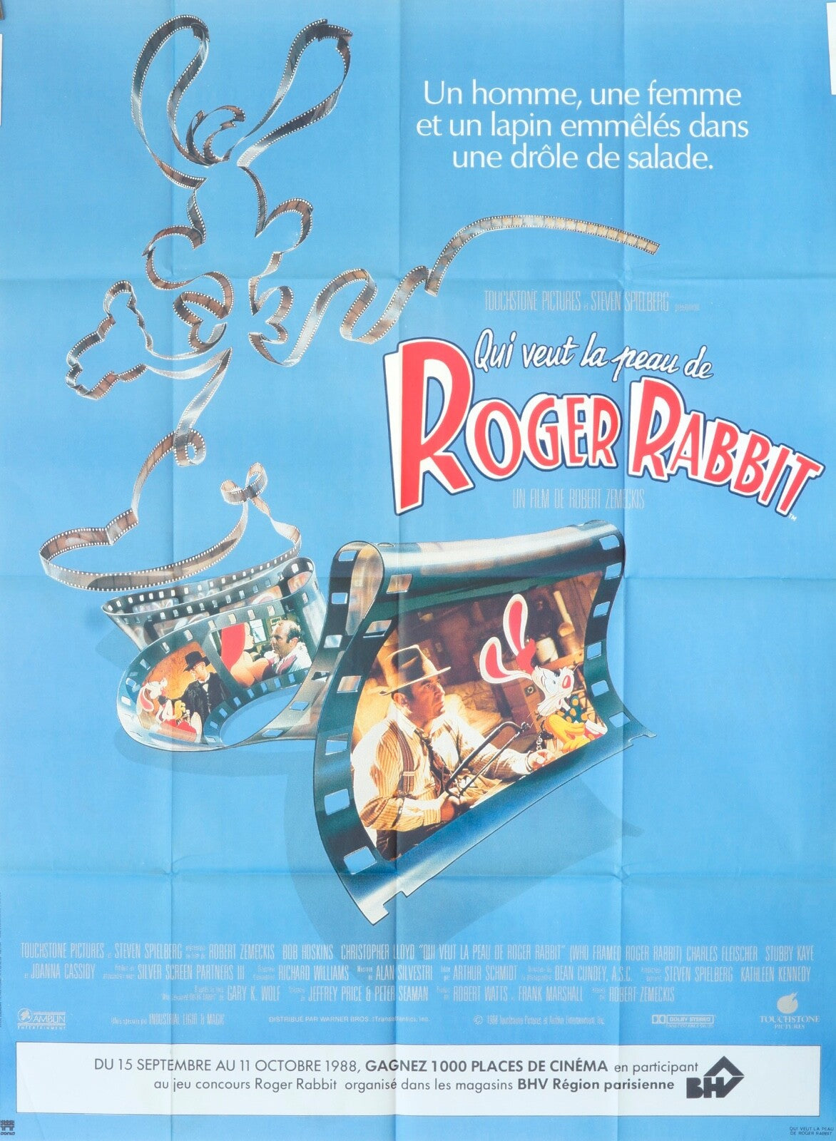 QUI VEUT LA PEAU DE ROGER RABBIT 120X160 ORIGINAL MOVIE POSTER DISNEY
