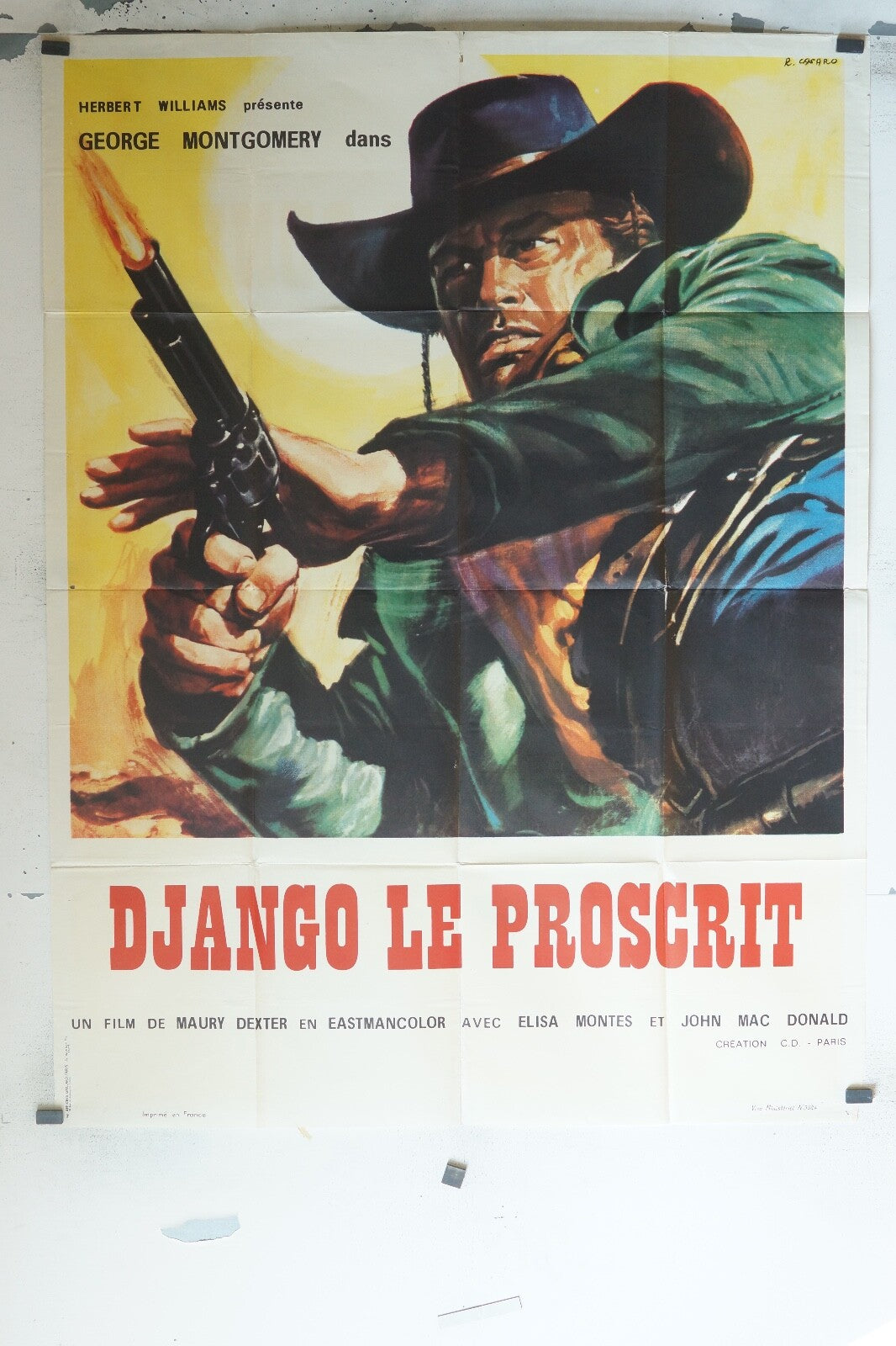 DJANGO LE PROSCRIT MOVIE POSTER ORIGINAL 120x160 GEORGE MONTGOMERY
