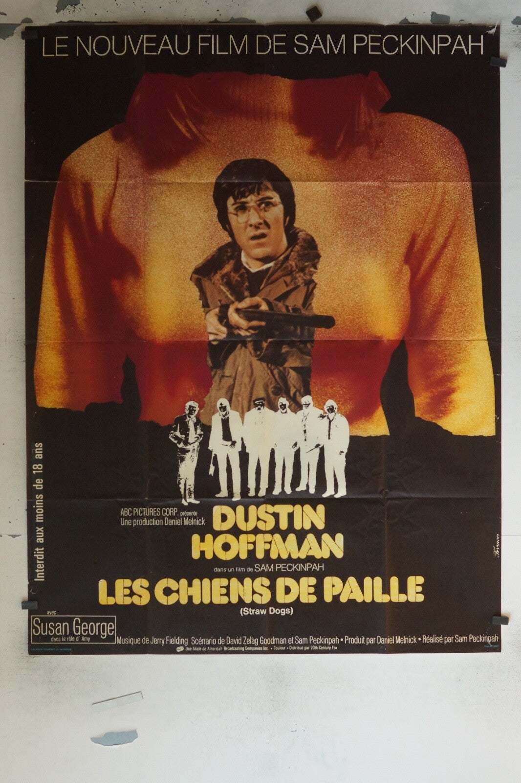 LES CHIENS DE PAILLE MOVIE POSTER ORIGINAL 120x160 DUSTIN HOFFMAN