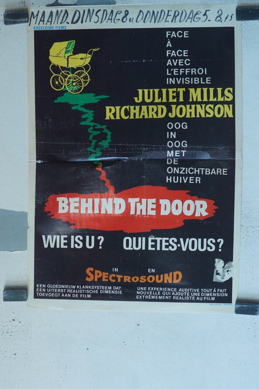 BEHIND THE DOOR MOVIE POSTER BELGIAN MOVIE POSTER ORIGINAL 37X54 JULIET MILLS