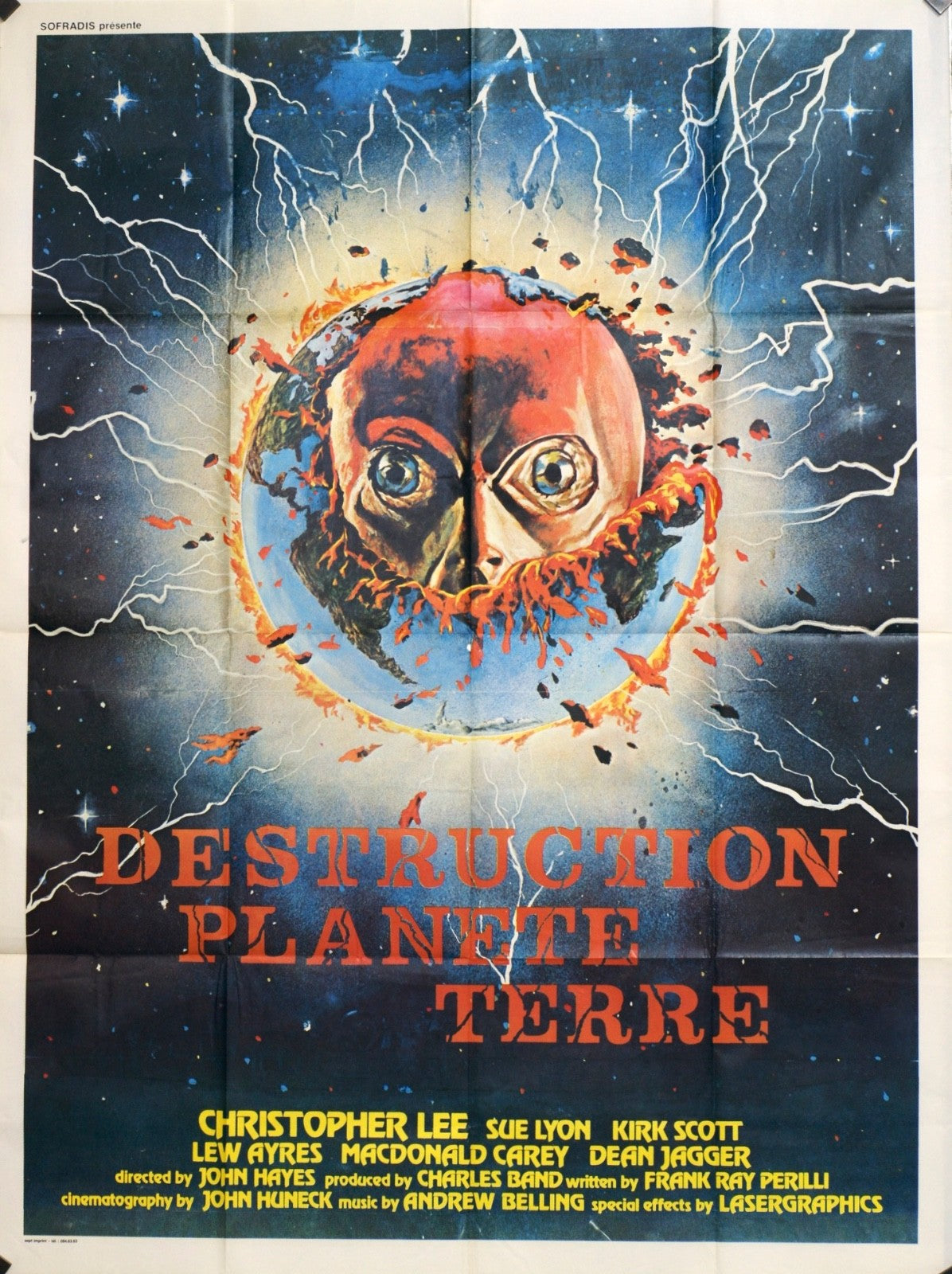 DESTRUCTION PLANÈTE TERRE CHRISTOPHE LEE movie poster ORIGINAL 120x160