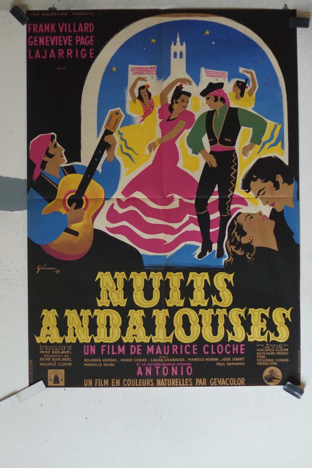 NUIT ANDALOUSES MOVIE POSTER ORIGINAL(60X80) Geneviève page , frank Villard 