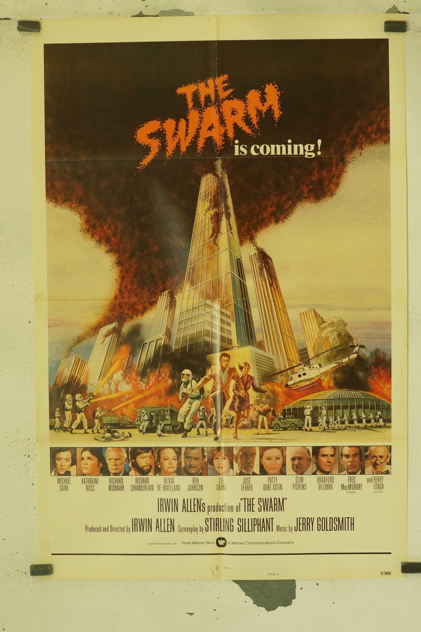 THE SWARM IS COMING ! (70X100) ORIGINAL MOVIE POSTER MICHAEL CAINE – KATHARINE