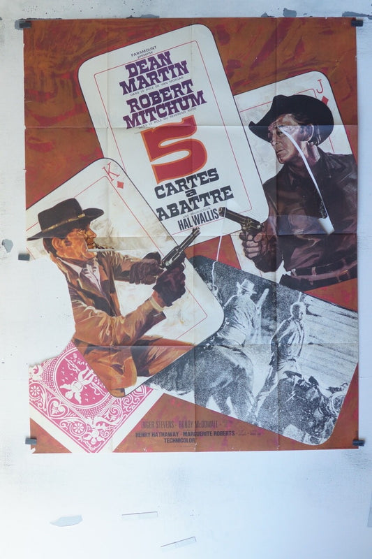 5 CARTES A ABATTRE ORIGINAL 120x160 DEAN MARTIN, ROBERT MITCHUM