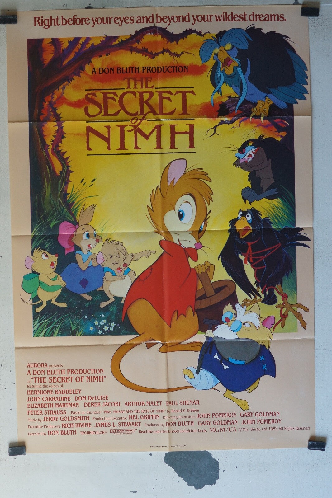THE SECRET OF N.I.M.H MOVIE POSTER ORIGINAL 68x104 John Carradine , Dom Deluise