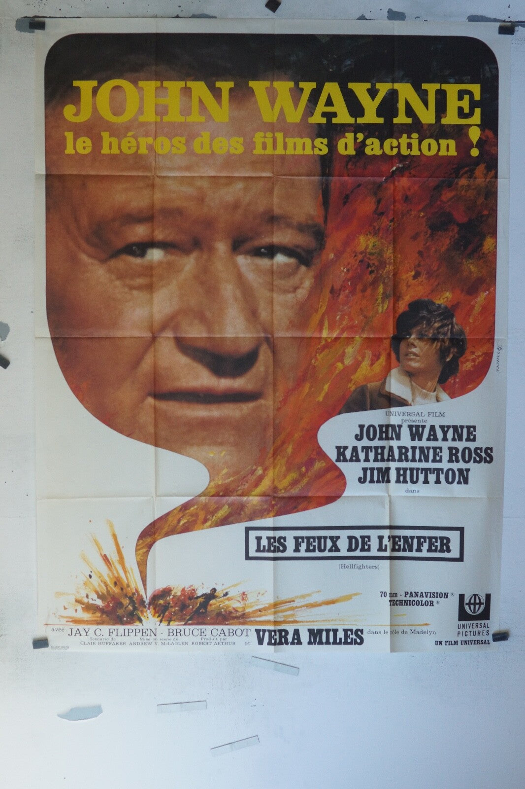 LES FEUX DE L’ENFER MOVIE POSTER ORIGINAL 120x160 JOHN WAYNE