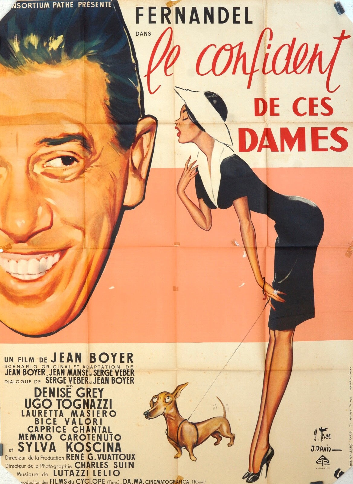 LE CONFIDENT DE CES DAMES FERNANDEL MOVIE POSTER ORIGINAL 120x160