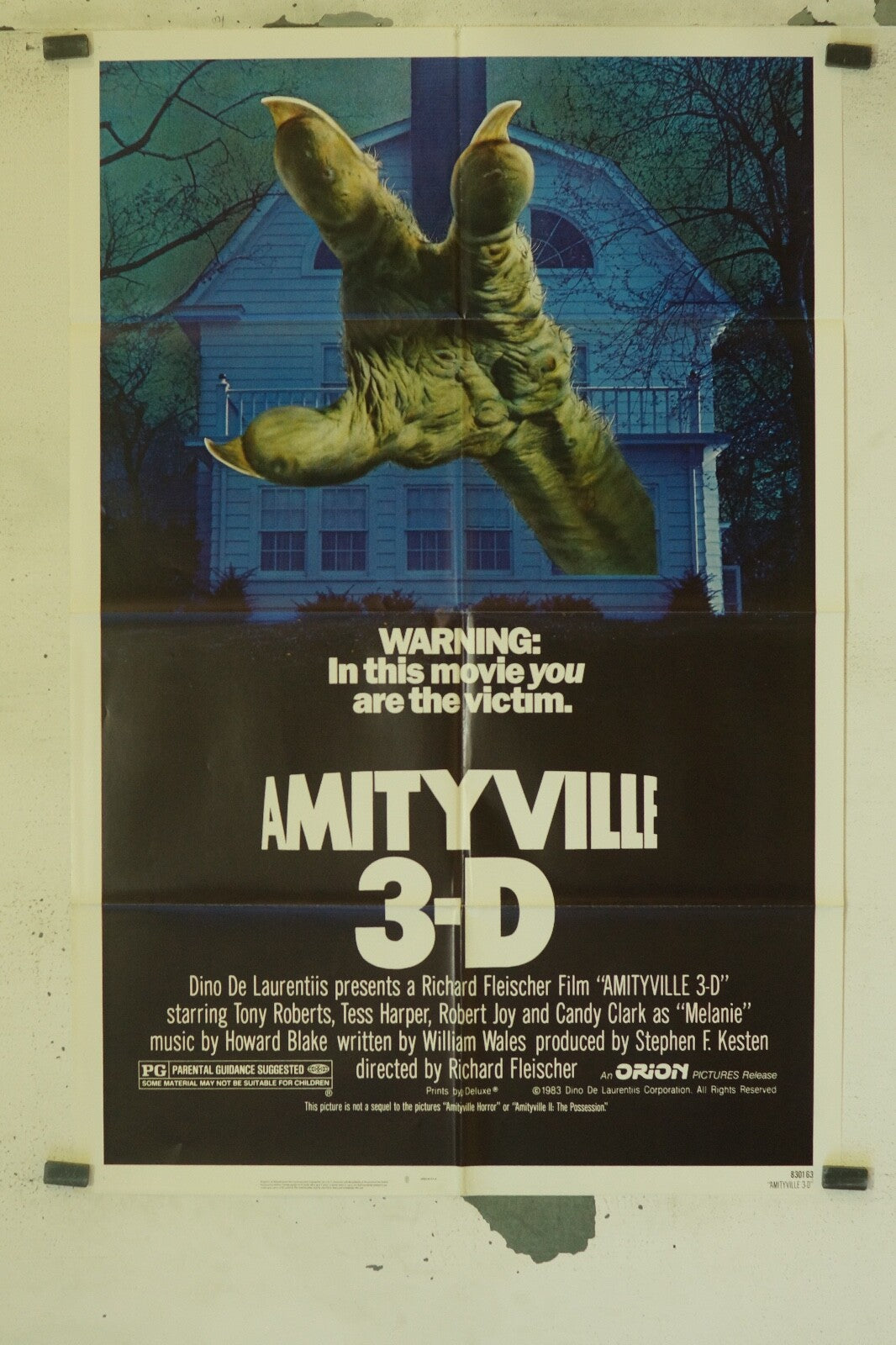 AMYTIVILLE 3-D (70X100) ORIGINAL MOVIE POSTER TONY ROBERTS, TESS HARPER