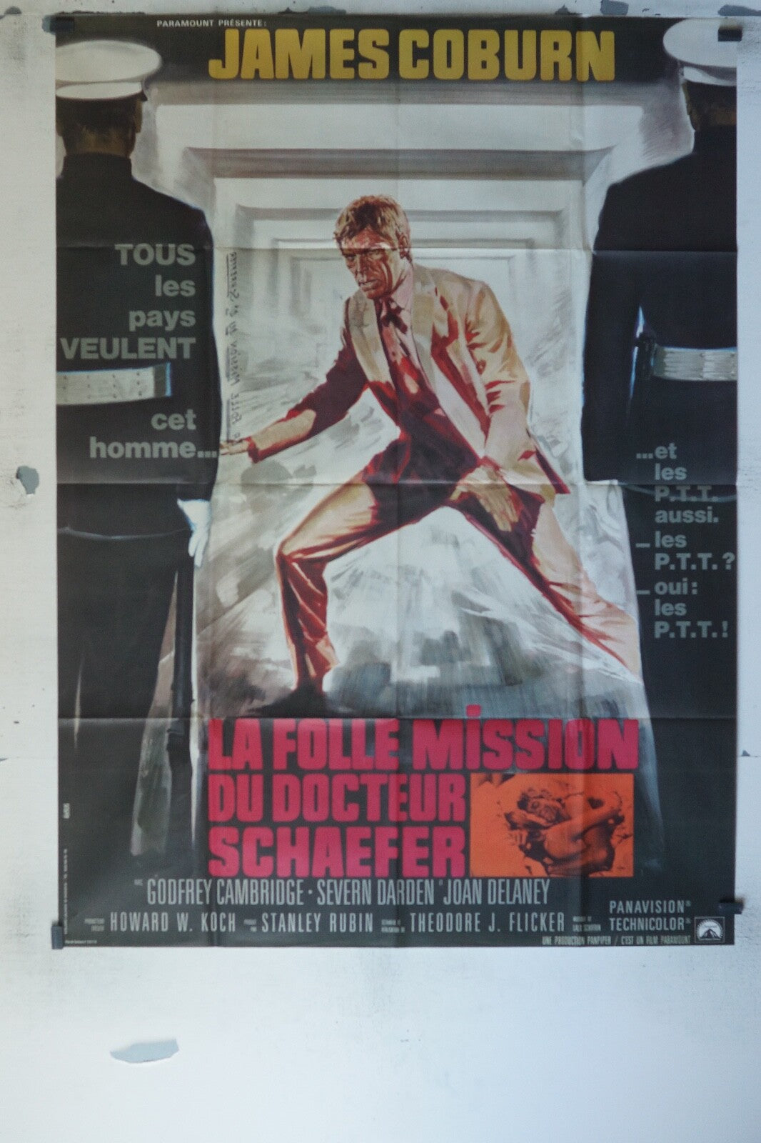 LA FOLLE MISSION DU DOCTEUR SCHAEFER MOVIE POSTER ORIGINAL 120x160 JAMES COBURN