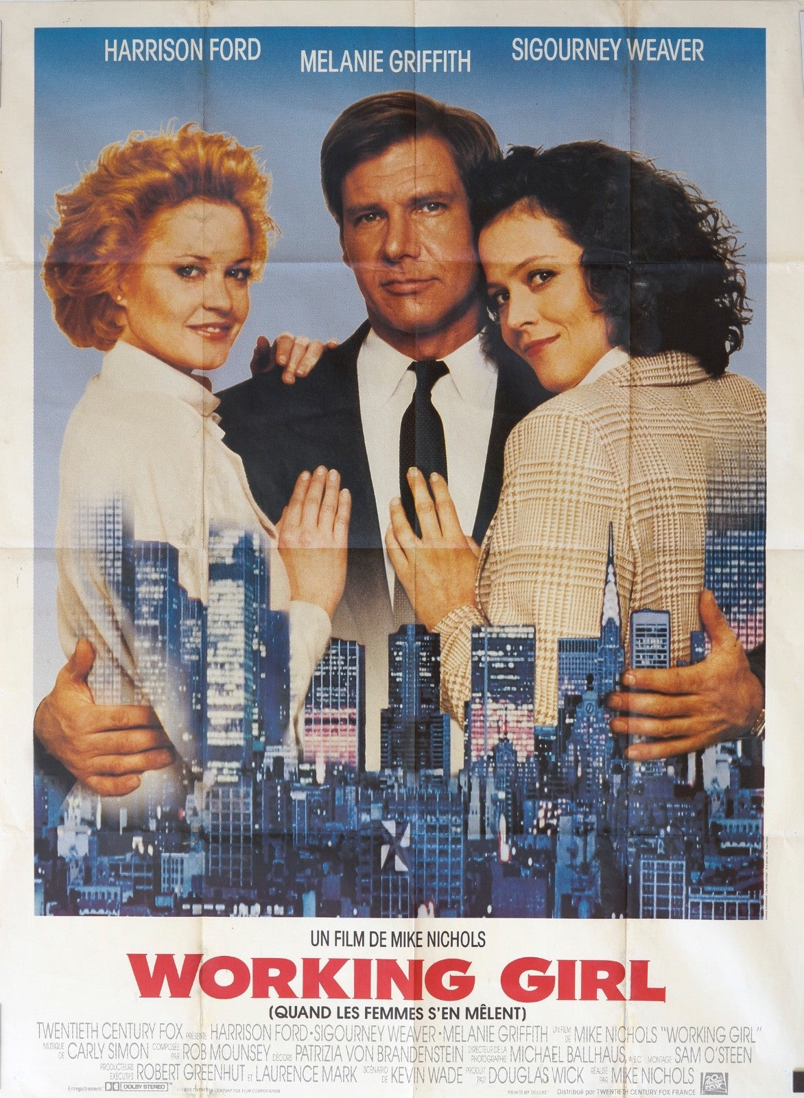 WORKING GIRL HARRISON FORD movie poster ORIGINAL 120x16