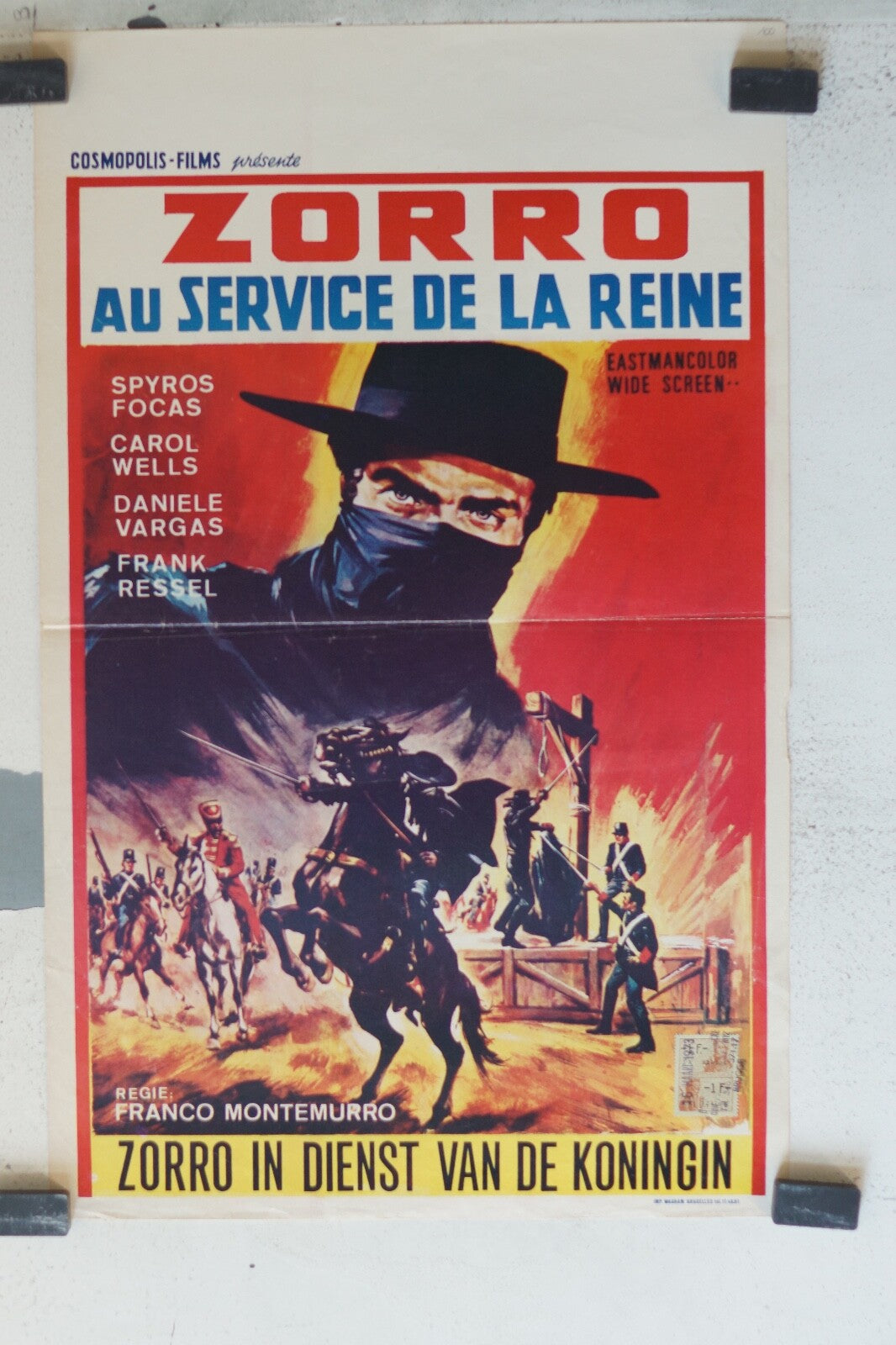 ZORRO AU SERVICE DE LA REINE, BELGE MOVIE POSTER ORIGINAL 35x55 Spyros Fokas ,