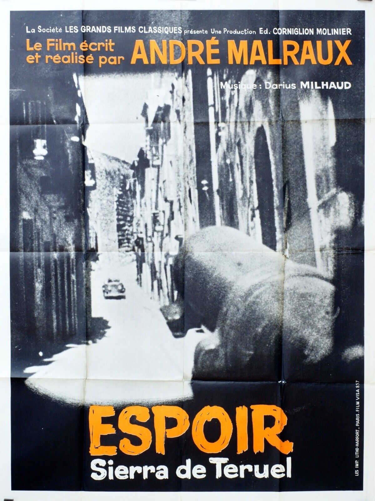ESPOIR SIERRA DE TERUEL MOVIE POSTER ORIGINAL120x160 ANDRÉ MALRAUX