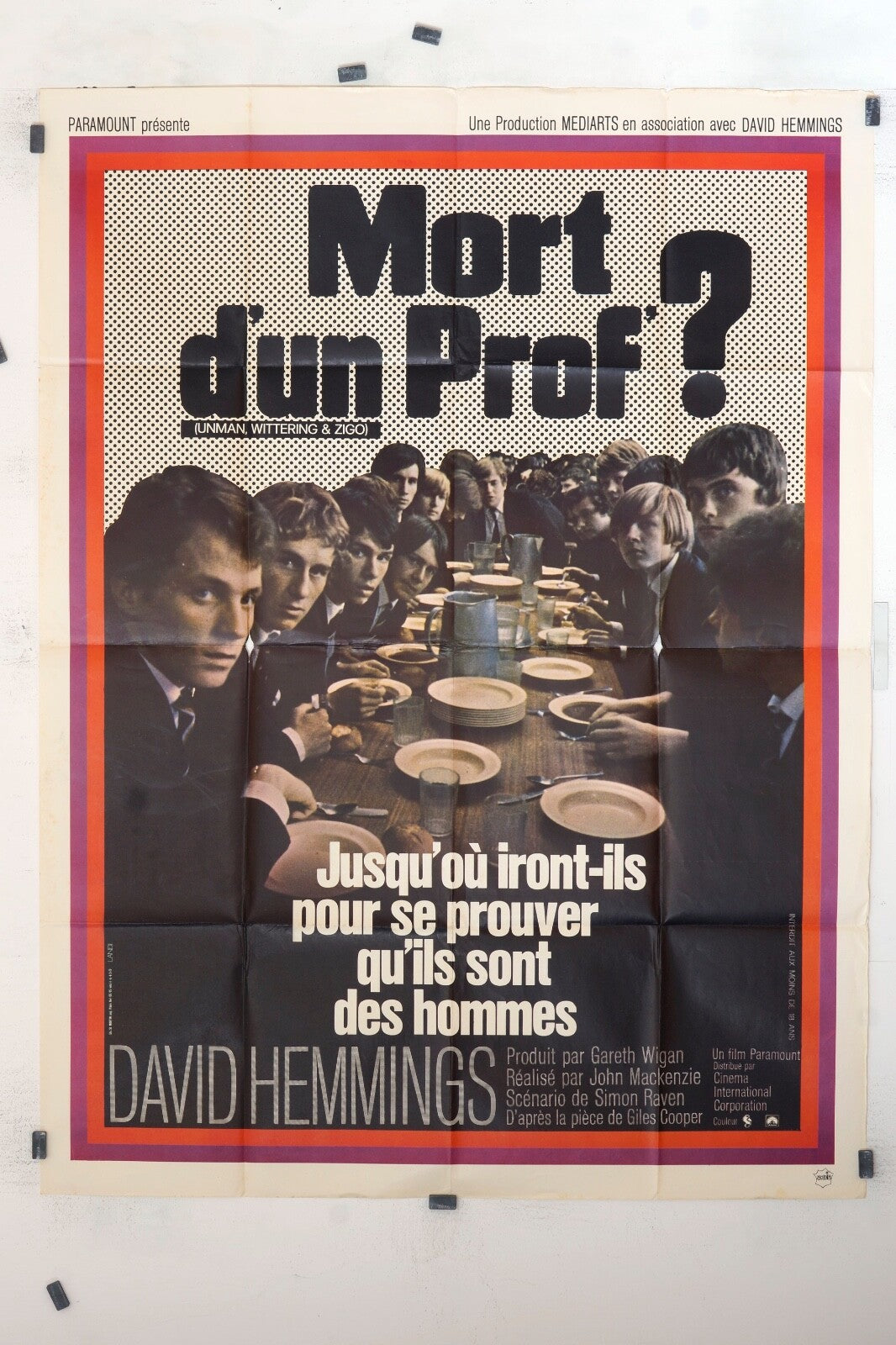 MORT D’UN PROF DAVID HEMMINGS MOVIE POSTER ORIGINAL 120x160