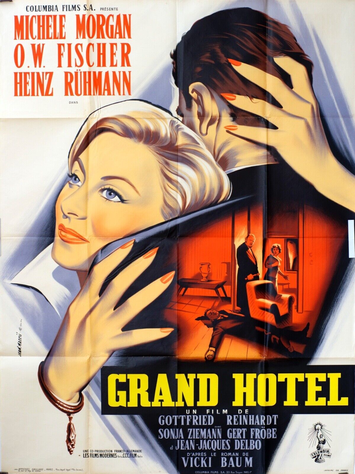 LE GRAND HÔTEL MOVIE POSTER ORIGINAL 120x160 MICHÈLE MORGAN