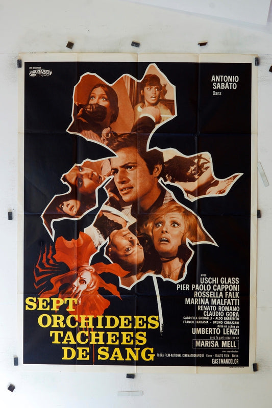 SEPT ORCHIDÉES TACHEES DE SANG ANTONIO SABATO MOVIE POSTER ORIGINAL 120x160