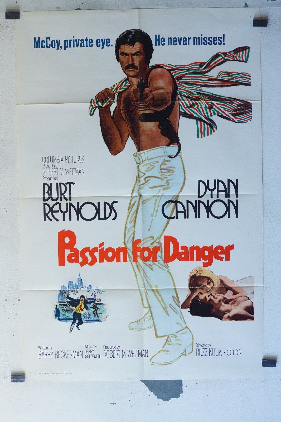 PASSION FOR DANGER MOVIE POSTER ORIGINAL 68x105 Burt Reynolds , Dyan Cannon 