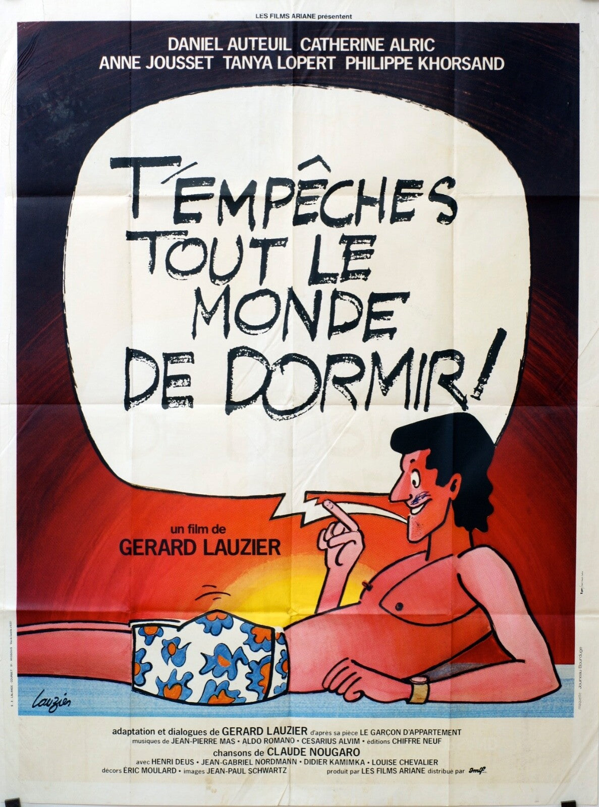 T’EMPÊCHES TOUT LE MONDE DE DORMIR MOVIE POSTER ORIGINAL 120x160 DANIEL AUTEUIL