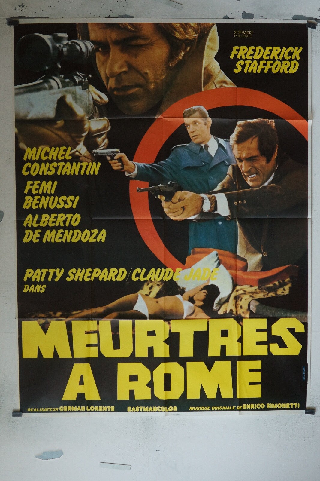 MEURTRES À ROME MOVIE POSTER ORIGINAL 120x160 MICHEL CONSTANTIN