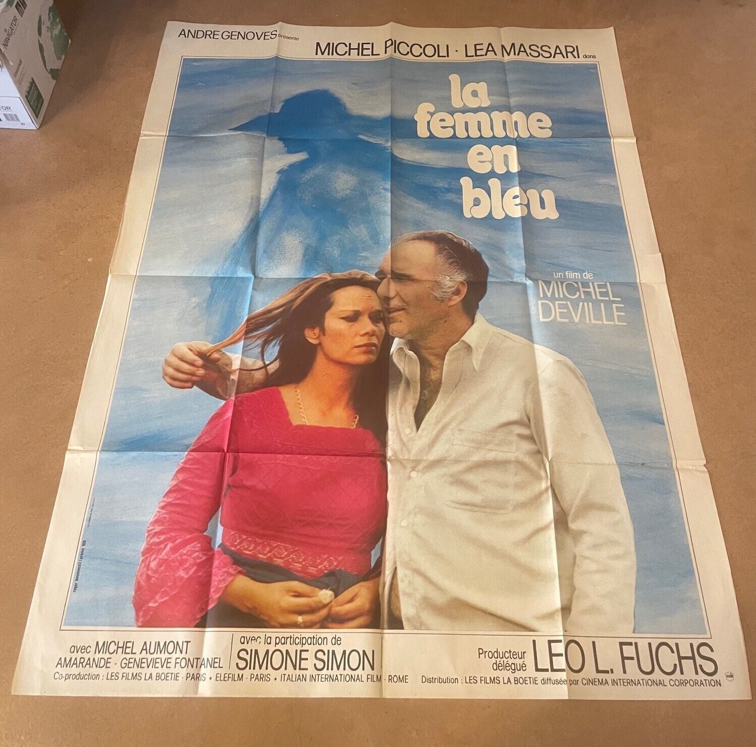 LA FEMME EN BLEU MOVIE POSTER ORIGINAL 120x160 MICHEL PICCOLI