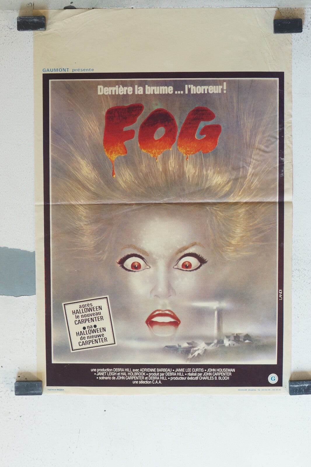  FOG (belge) MOVIE POSTER ORIGINAL 53x36 Adrienne Barbeau , Jamie Lee Curtis 