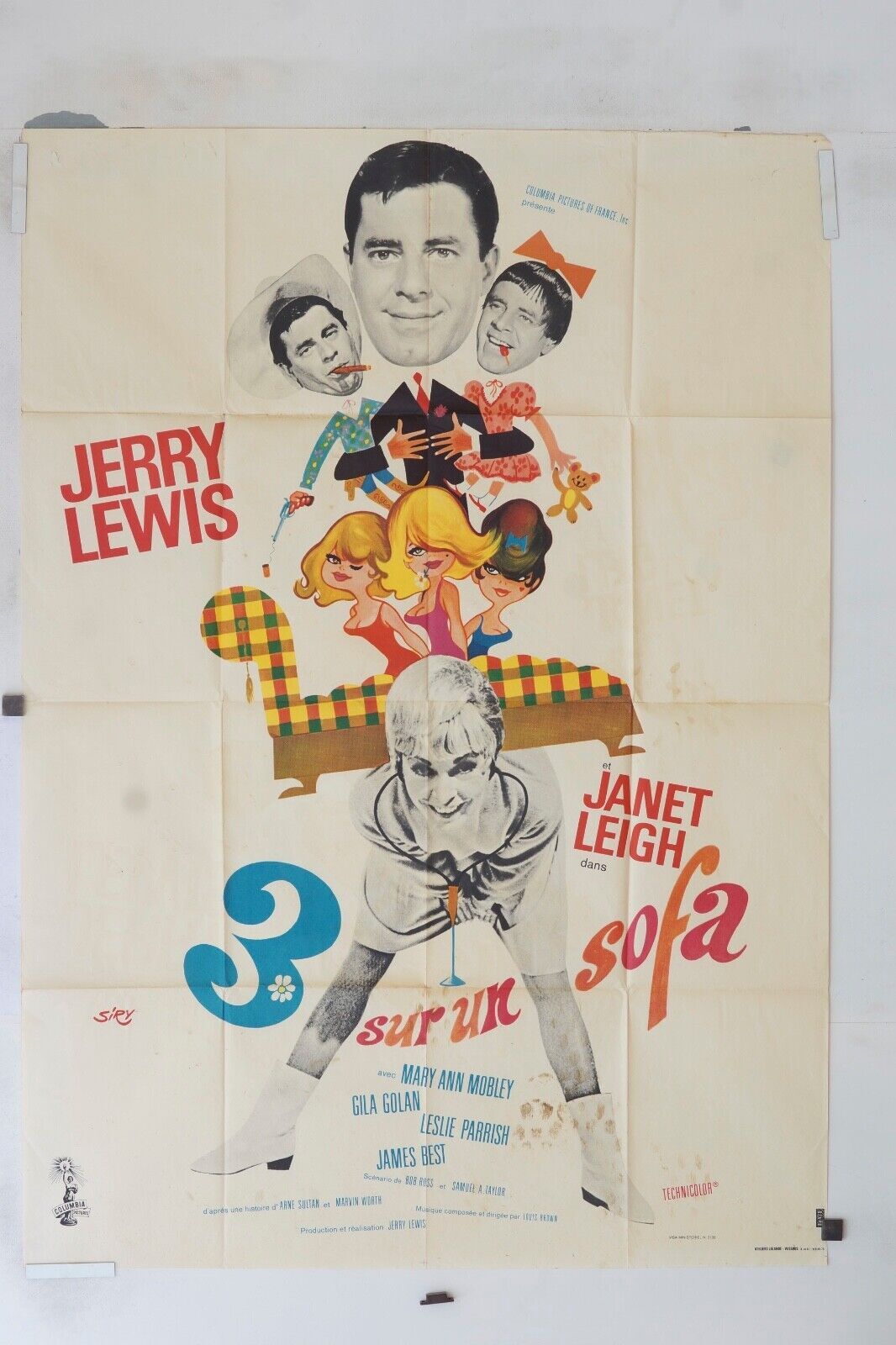 3 SUR UN SOFA MOVIE POSTER ORIGINAL 120x160 JERRY LEWIS