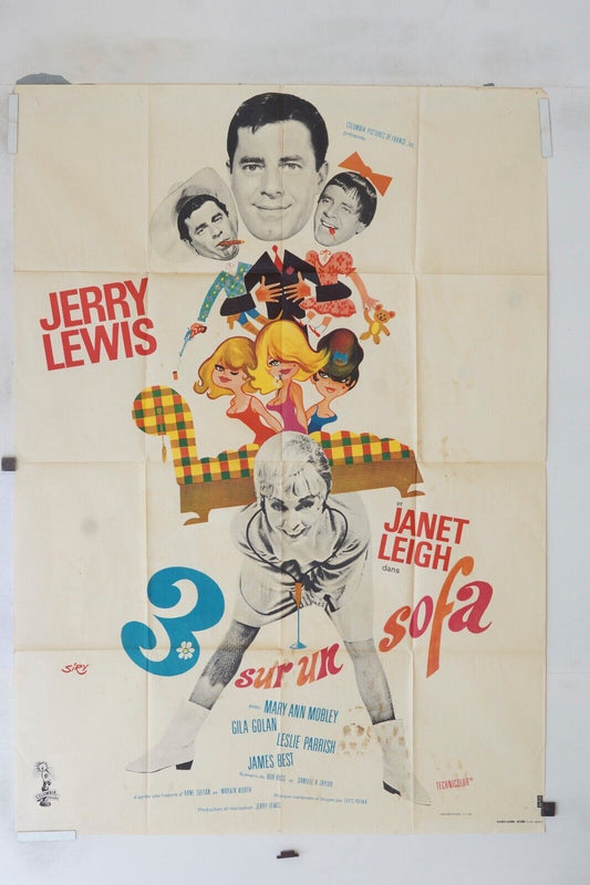 3 SUR UN SOFA MOVIE POSTER ORIGINAL 120x160 JERRY LEWIS