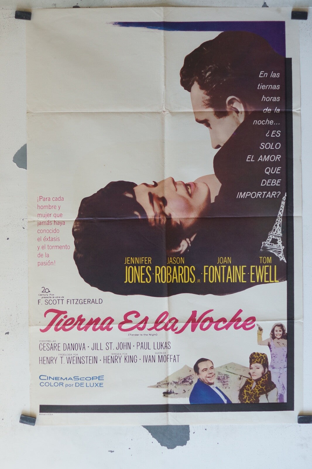 TIERNA ES LA NOCHE ORIGINAL MOVIE POSTER 70x106 Jennifer Jones , Jason Robards 