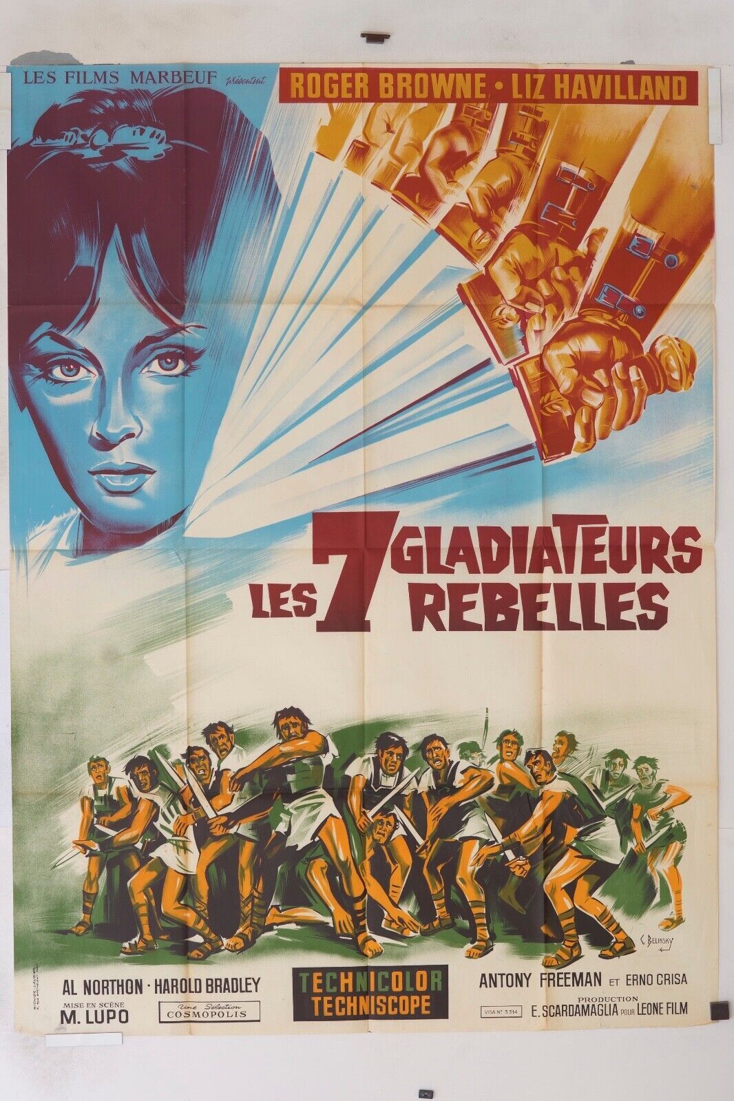 LES 7 GLADIATEURS REBELLES 120X160 ORIGINAL MOVIE POSTER ROGER BROWNE