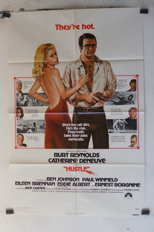HUSTLE (70X100)ORIGINAL MOVIE POSTER BURT REYNOLDS – CATHERINE DENEUVE