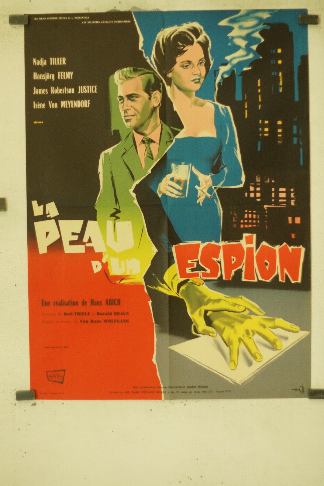 LA PEAU D’UN ESPION MOVIE POSTER ORIGINAL (60X80) NADJA TILLER, HANSJORG FELMY