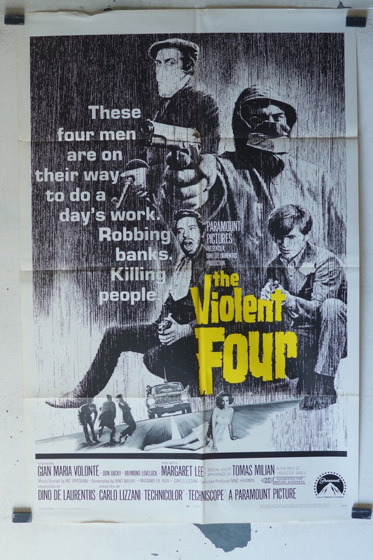 THE VIOLENT FOUR MOVIE POSTER ORIGINAL 68x100 Don Backy , Ray Lovelock