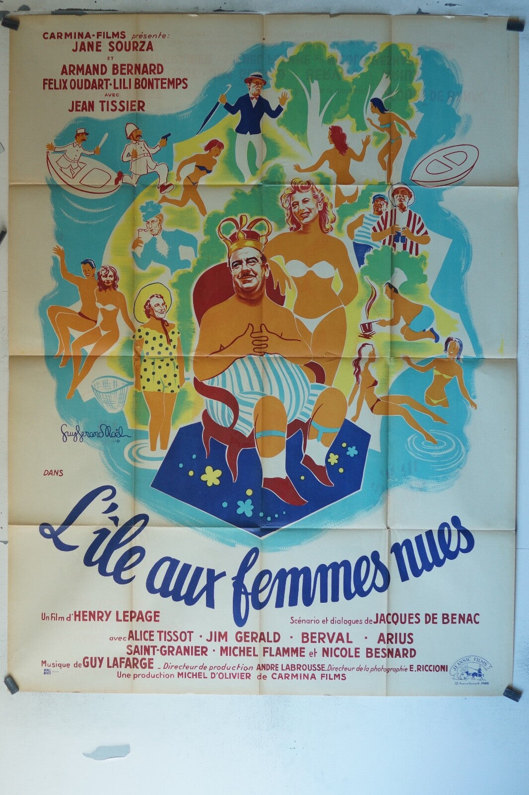 L’ÎLE AUX FEMMES NUES ORIGINAL MOVIE POSTER 120x160 ALICE TISSOT – JIM GERALD